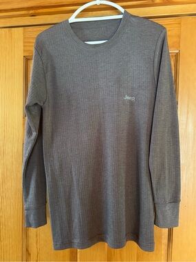 Jeep Ribbed Long Sleeve Light Knit  Sweeter/Shirt - Taupe